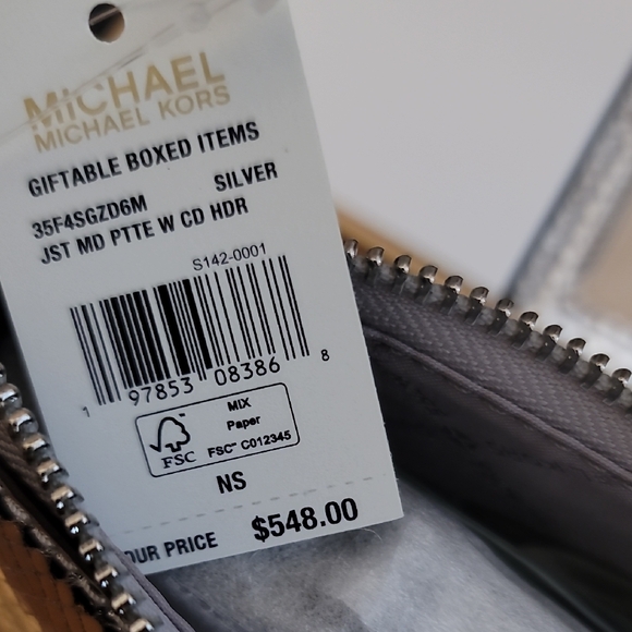 Michael Kors Crossbody/Shoulder Bag + Card Wallet Set in Silver - Picture 2 of 6